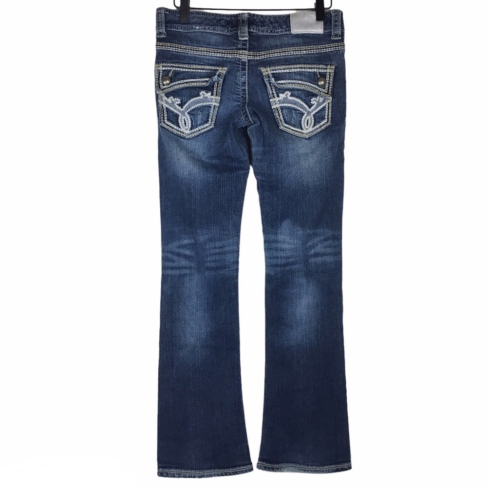 MAURICES Jeans Bootcut Embroidered Flap Pockets Western Juniors Size 1/2 Regular - Picture 4 of 9